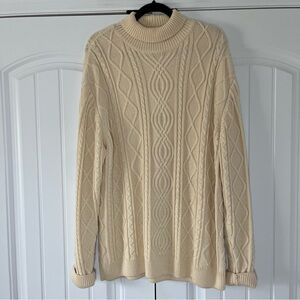Vintage Cable Knit Fisherman Turtleneck Sweater Scandi Gilmore Size Small Cotton
